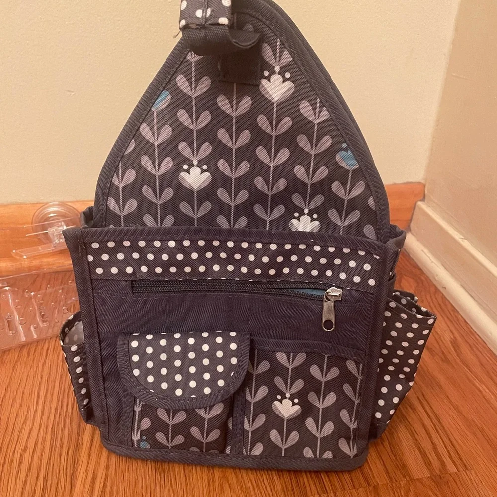 Gray Polka Dot & Floral Organizer Caddy and shower shelf bundled